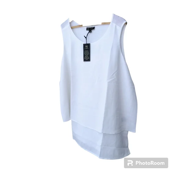 NWT Diane Gilman DG2 Size 2X White Sleeveless Flowy Layered Blouse - Picture 10 of 16